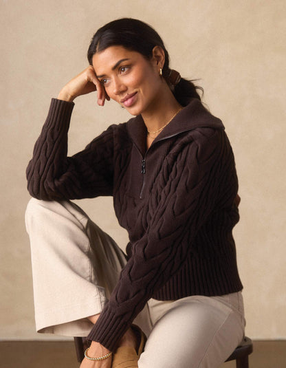 Lola Everyday Quarter Zip in Brown