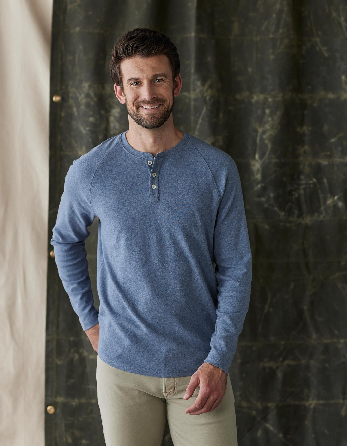 Puremeso Everyday Henley in Slate Blue