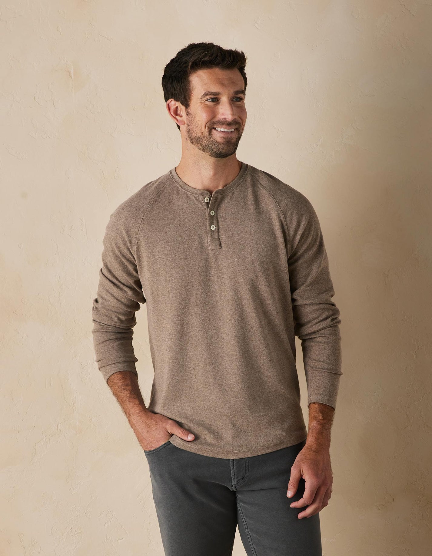 Puremeso Everyday Henley Taupe Image 1