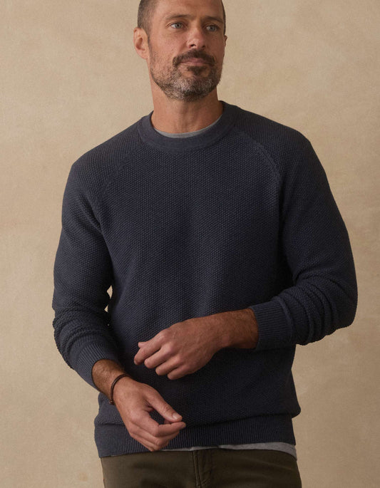 COOLMAX® Textured Crewneck Sweater in Waterloo