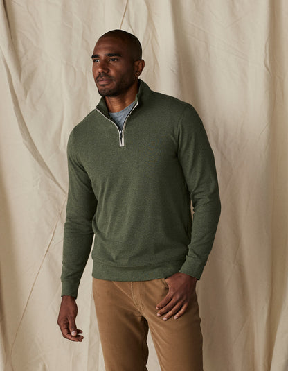 Puremeso Weekend Quarter Zip in Oakmoss