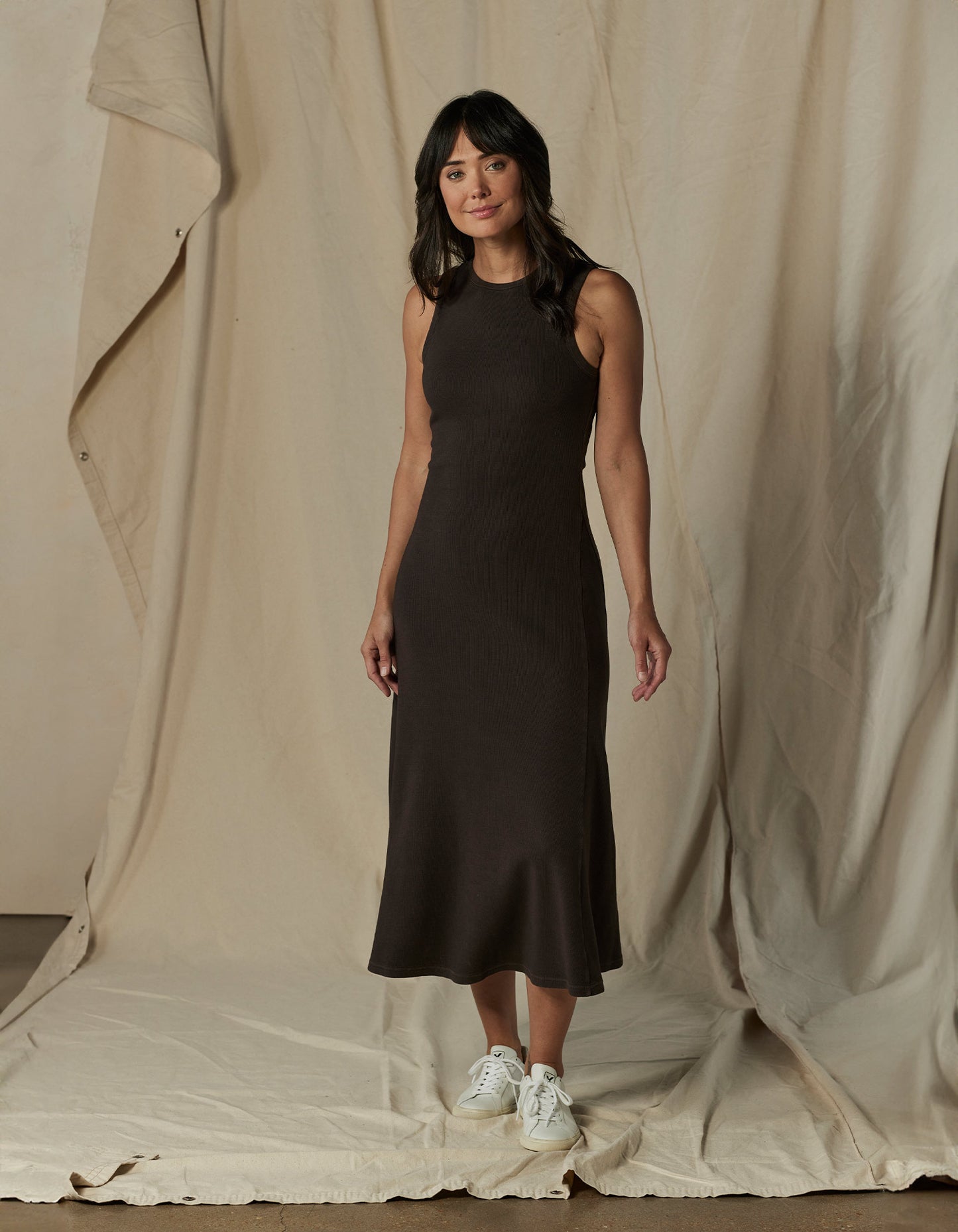 Vintage Thermal Midi Dress in Umber