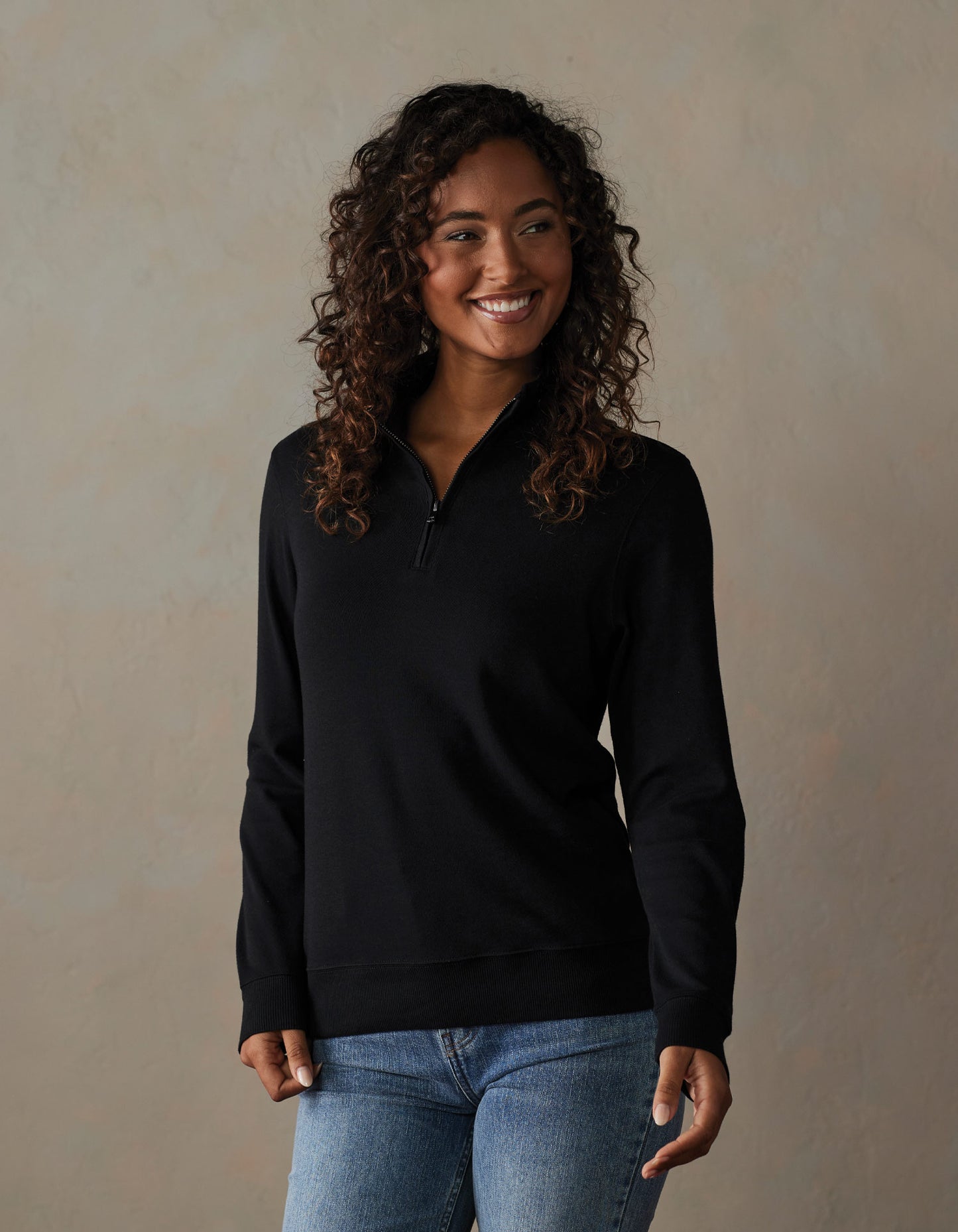 Puremeso Weekend Companion Quarter Zip in Black