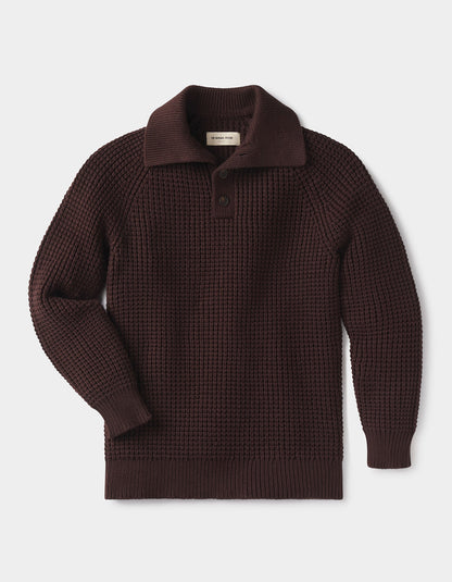Waffle Sweater Popover in Dark Brown