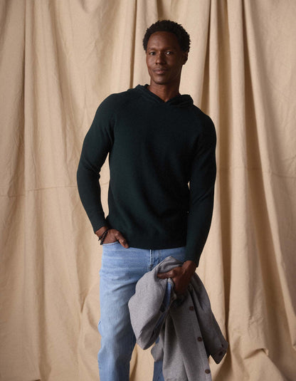 COOLMAX® Textured Hoodie Sweater in Varsity Green