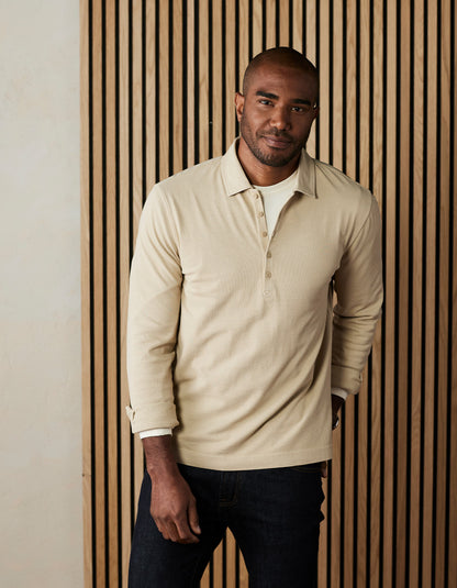 Lennox Jersey Polo in Oat