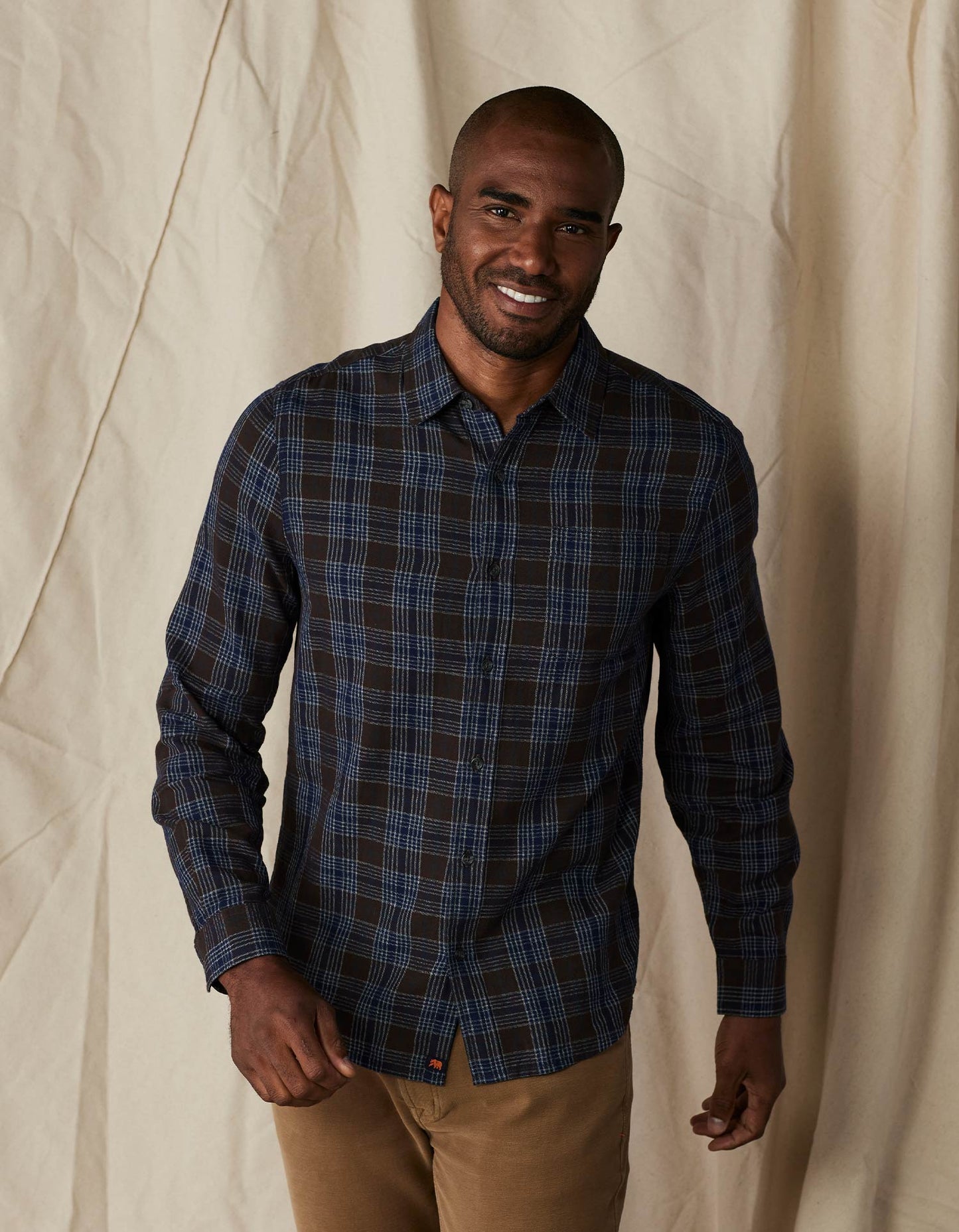 Nikko Button Up Shirt in Brown Plaid