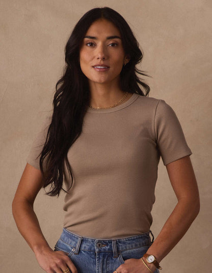 Normal Rib Tee in Fawn