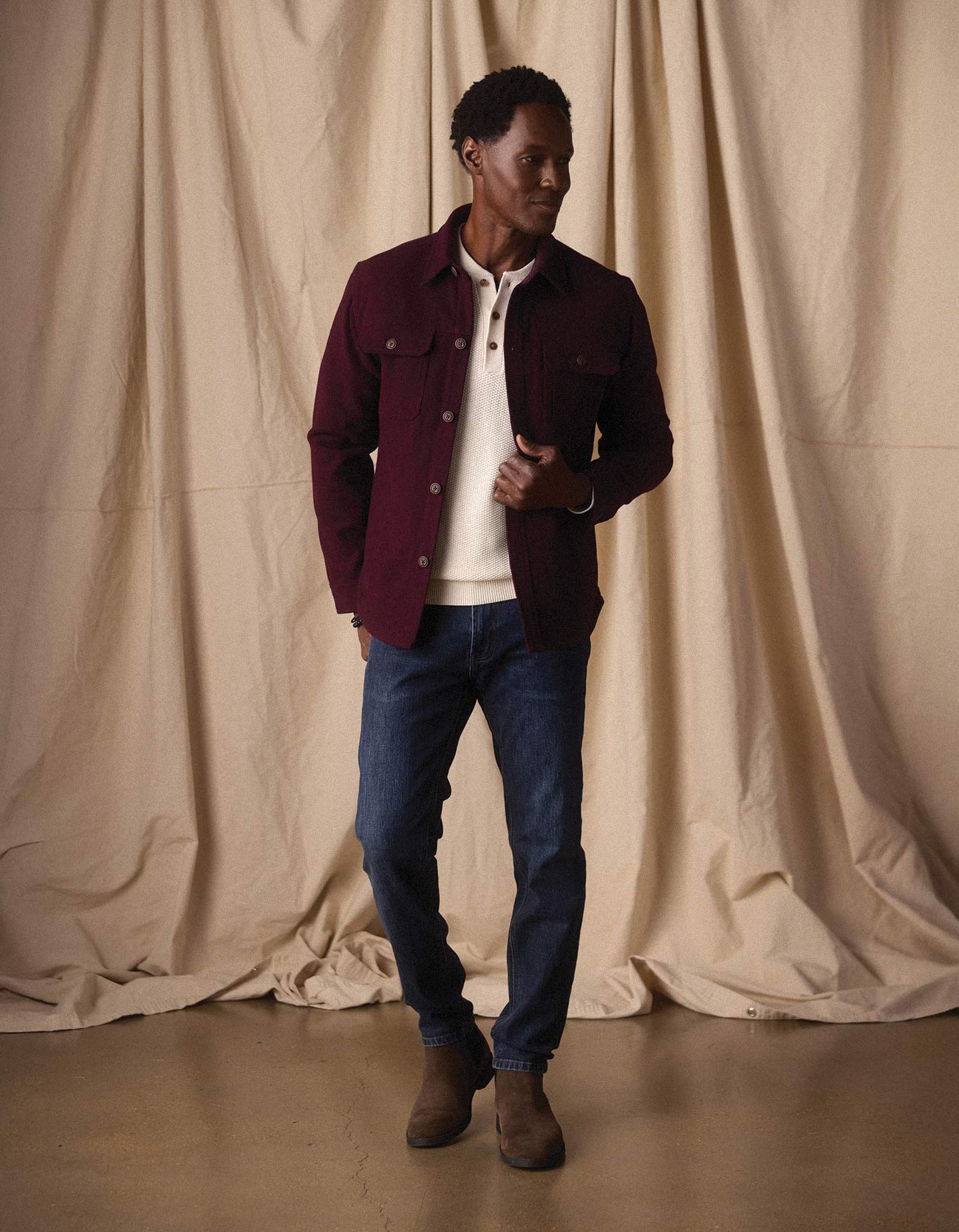 Brightside Flannel Lined Workwear Jacket in Port Wine