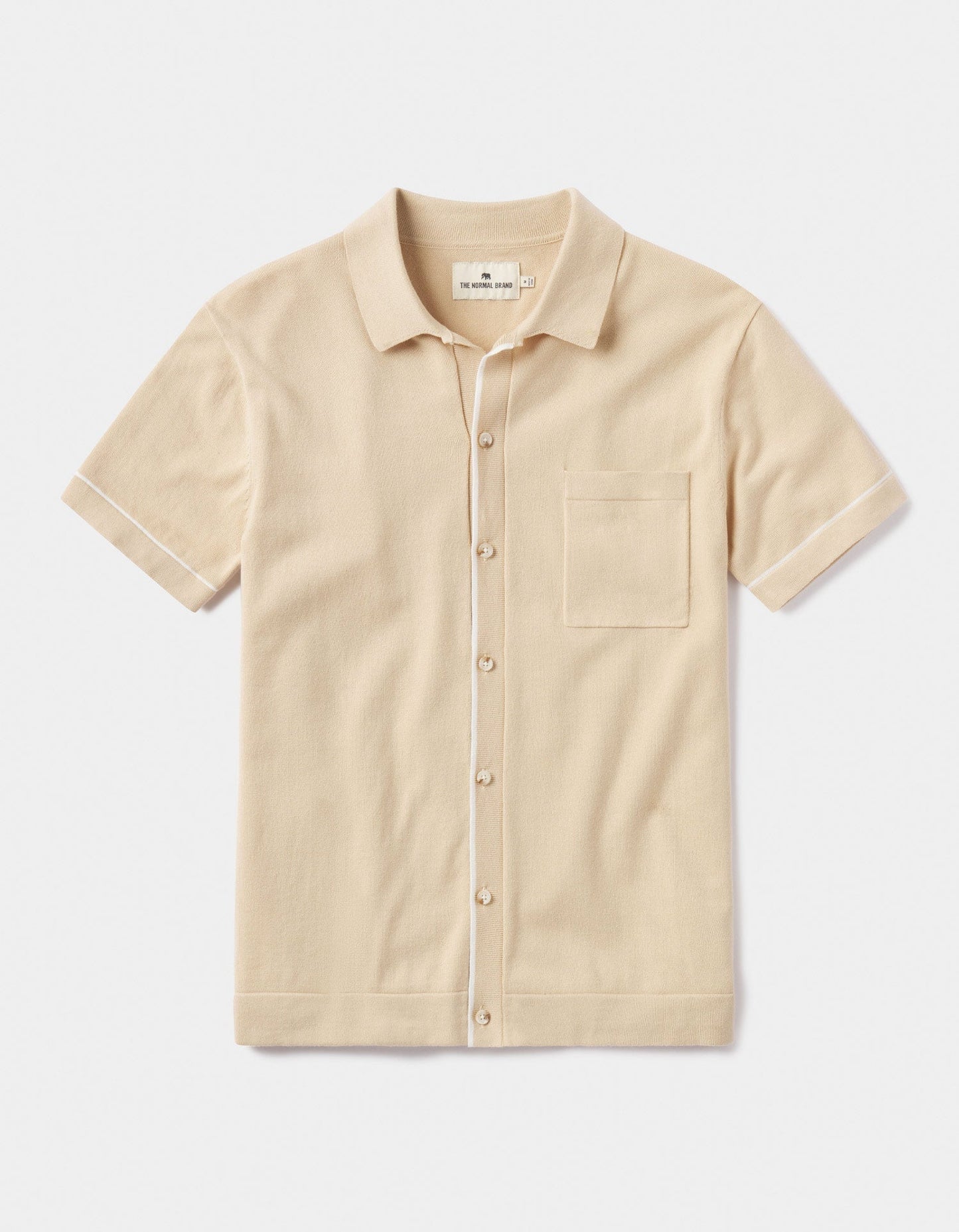 Robles Knit Button Down in Navy-White