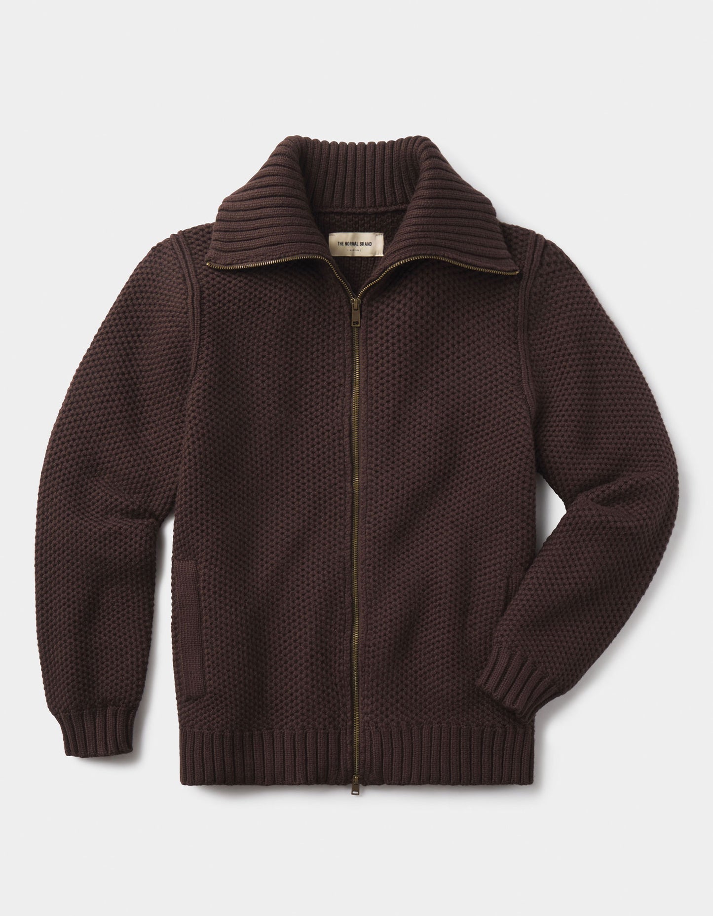 Waffle Sweater Jacket in Dark Brown