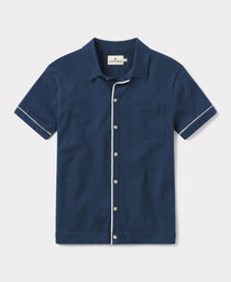 Robles Knit Button Down: Navy-White