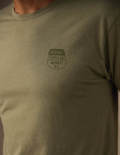 Highway Bear Tee in Light Olive