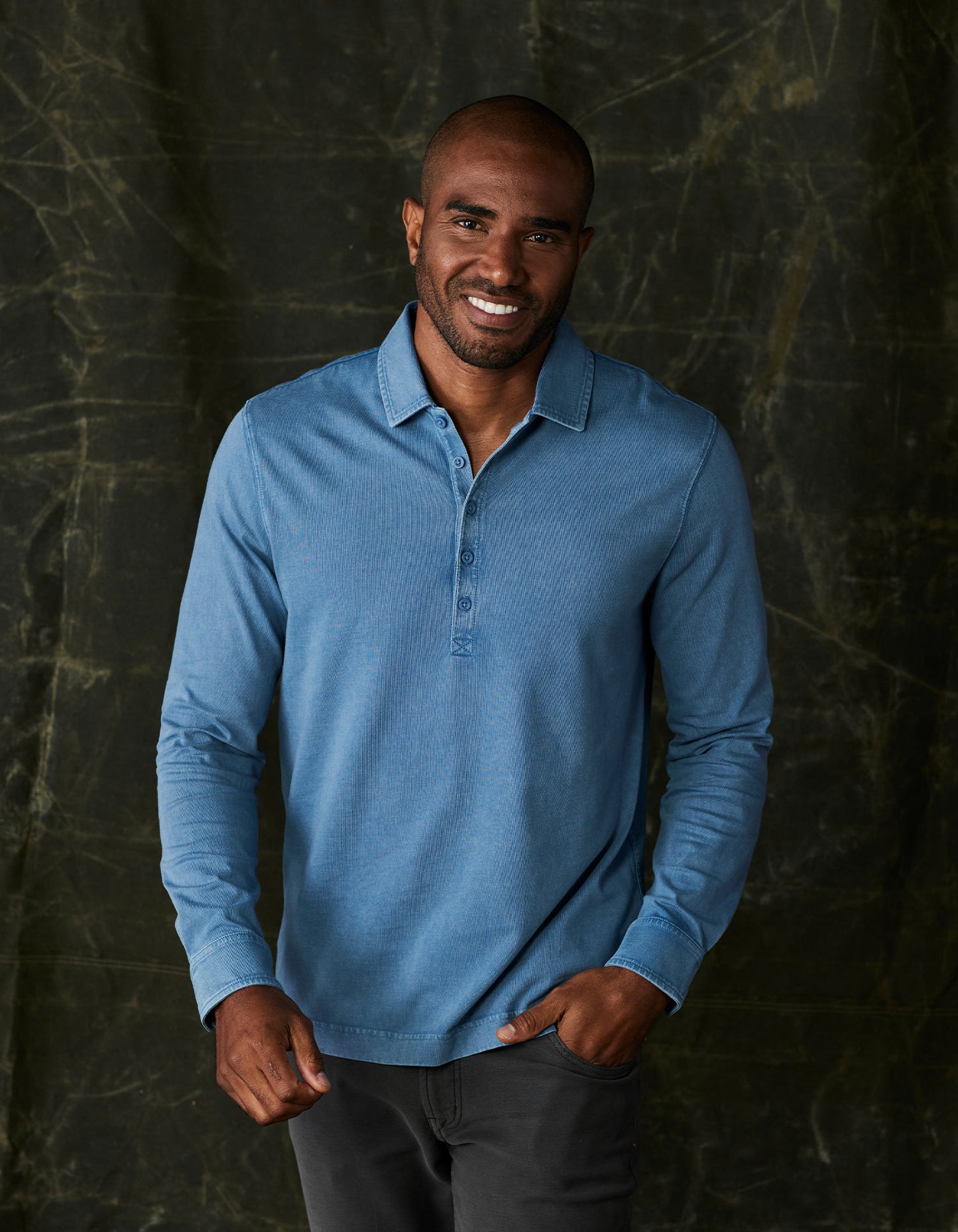 Lennox Jersey Polo in Slate Blue