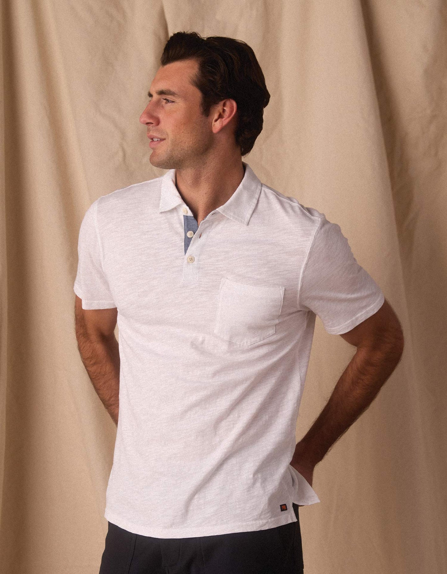 Vintage Slub Pocket Polo in White