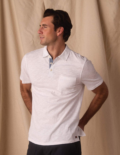 Vintage Slub Pocket Polo in White