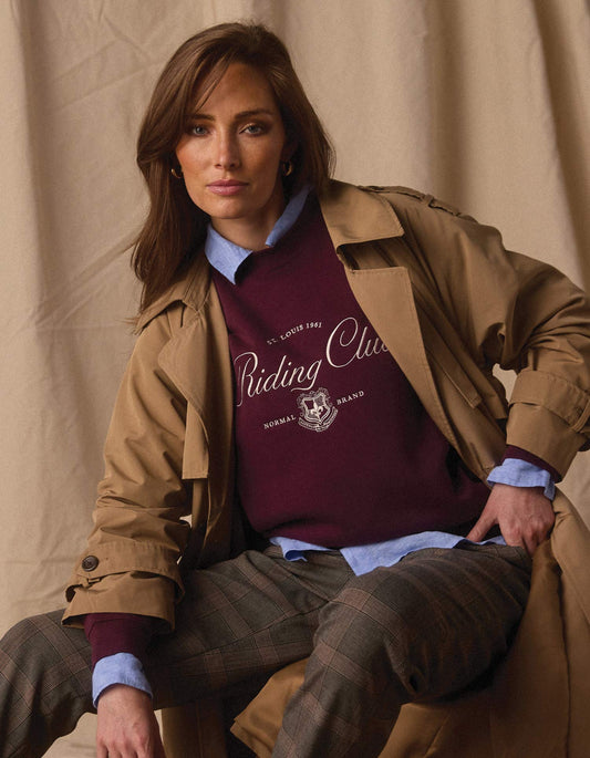 Normal Fleece Graphic Crewneck in Port Wine