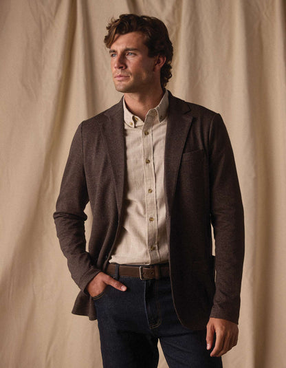 Stretch Knit Blazer in Brown