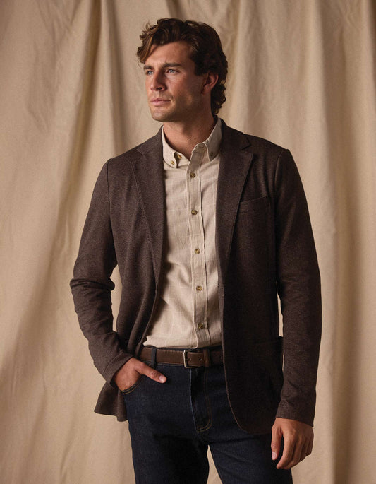 Stretch Knit Blazer in Brown