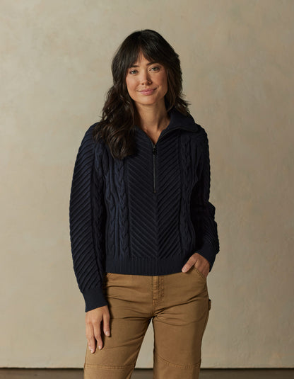 Lola Quarter Zip Sweater in Navy