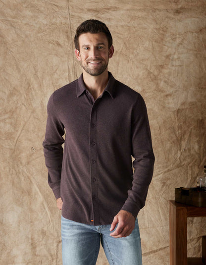 Puremeso Acid Wash Button Up Shirt in Wine