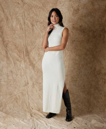 Athena Column Dress: Winter White