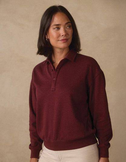 Women's Fleece Puremeso Polo Popover in Port Wine