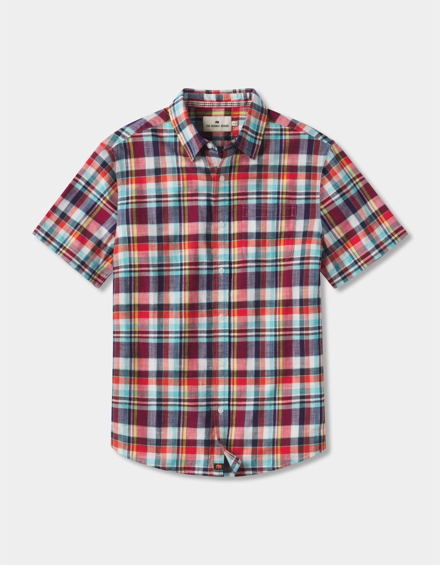 Jasper Short Sleeve Button Down Shirt in Vintage Red Plaid