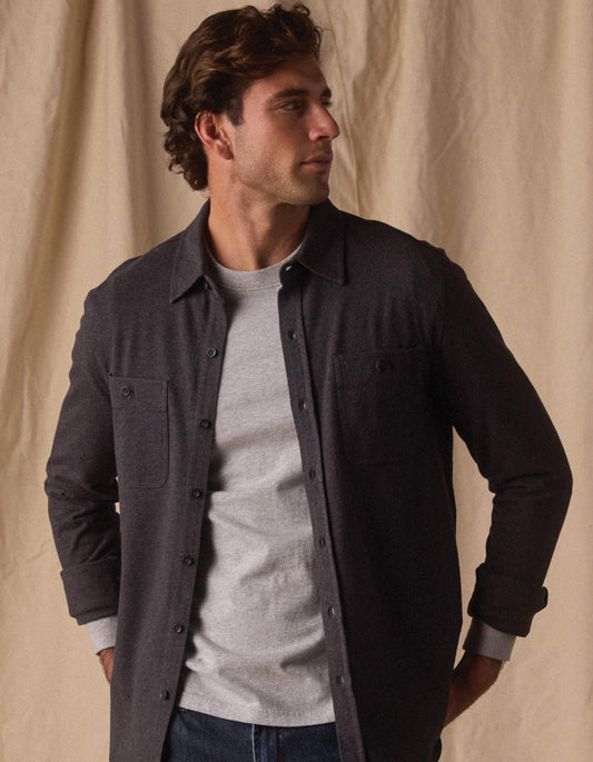 Lennox Jersey Button Up in Heather Charcoal