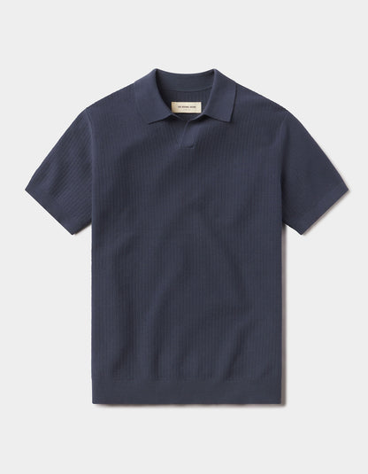 Breezeknit Polo in Vintage Blue
