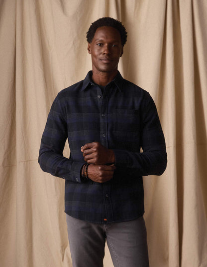 Louis Heavyweight Flannel Overshirt in Midnight Plaid
