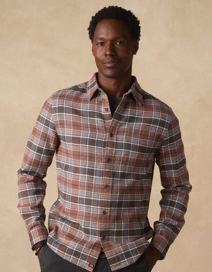 Louis Heavyweight Flannel Overshirt in Spiced Brandy