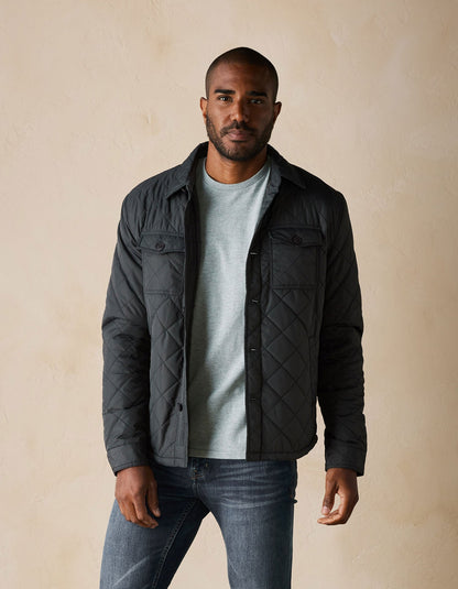 Quilted Sherpa Lined Shacket in Charcoal