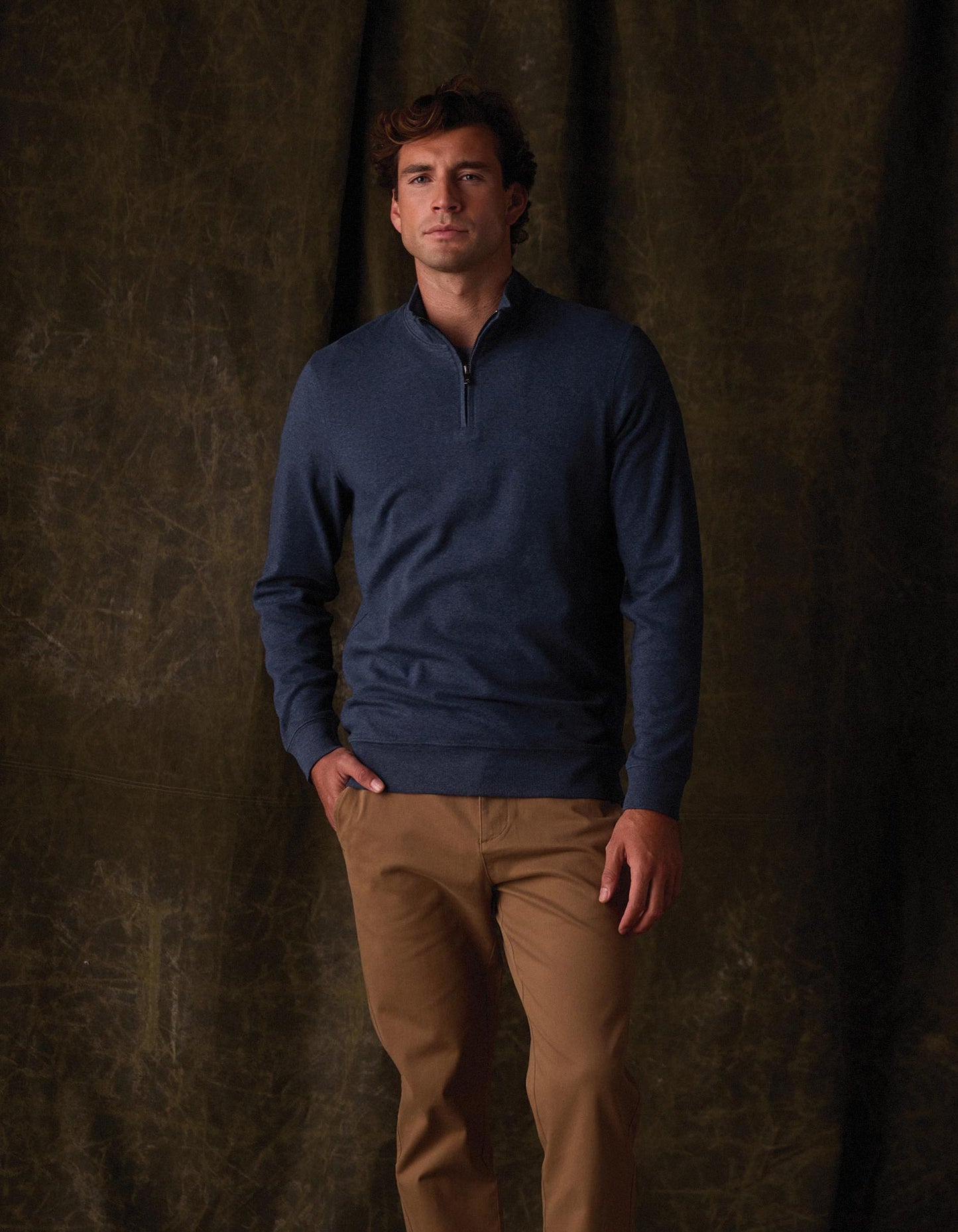 Puremeso Weekend Quarter Zip in Indigo Blue