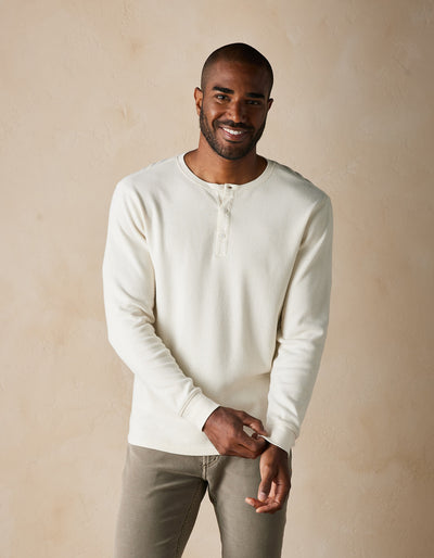 The Normal Brand Legacy Jersey Henley - White - L