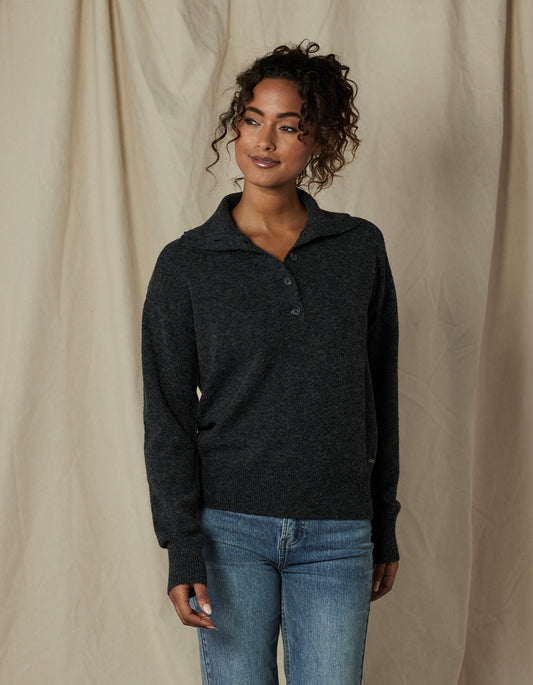 Marianna Popover Sweater in Charcoal