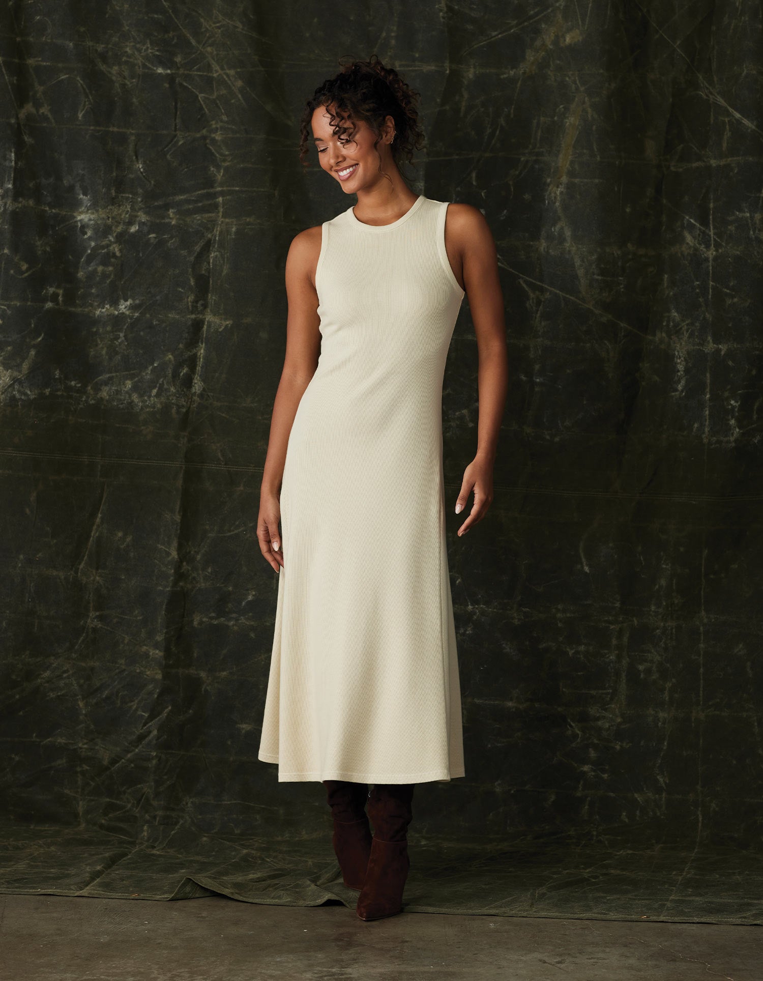 Vintage Thermal Midi Dress in Oat - Oat / S Vintage Thermal Midi Dress in Oat - Oat / S