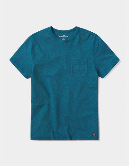 Vintage Slub Pocket Tee in Teal Laydown