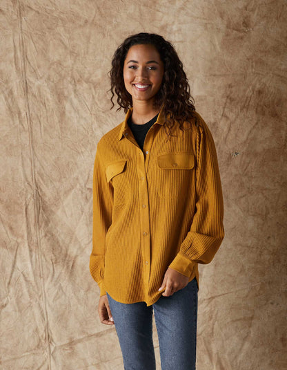 Honeycomb Waffle Overshirt in Palomino