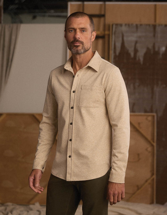 Stratus Knit Button Up in Oat