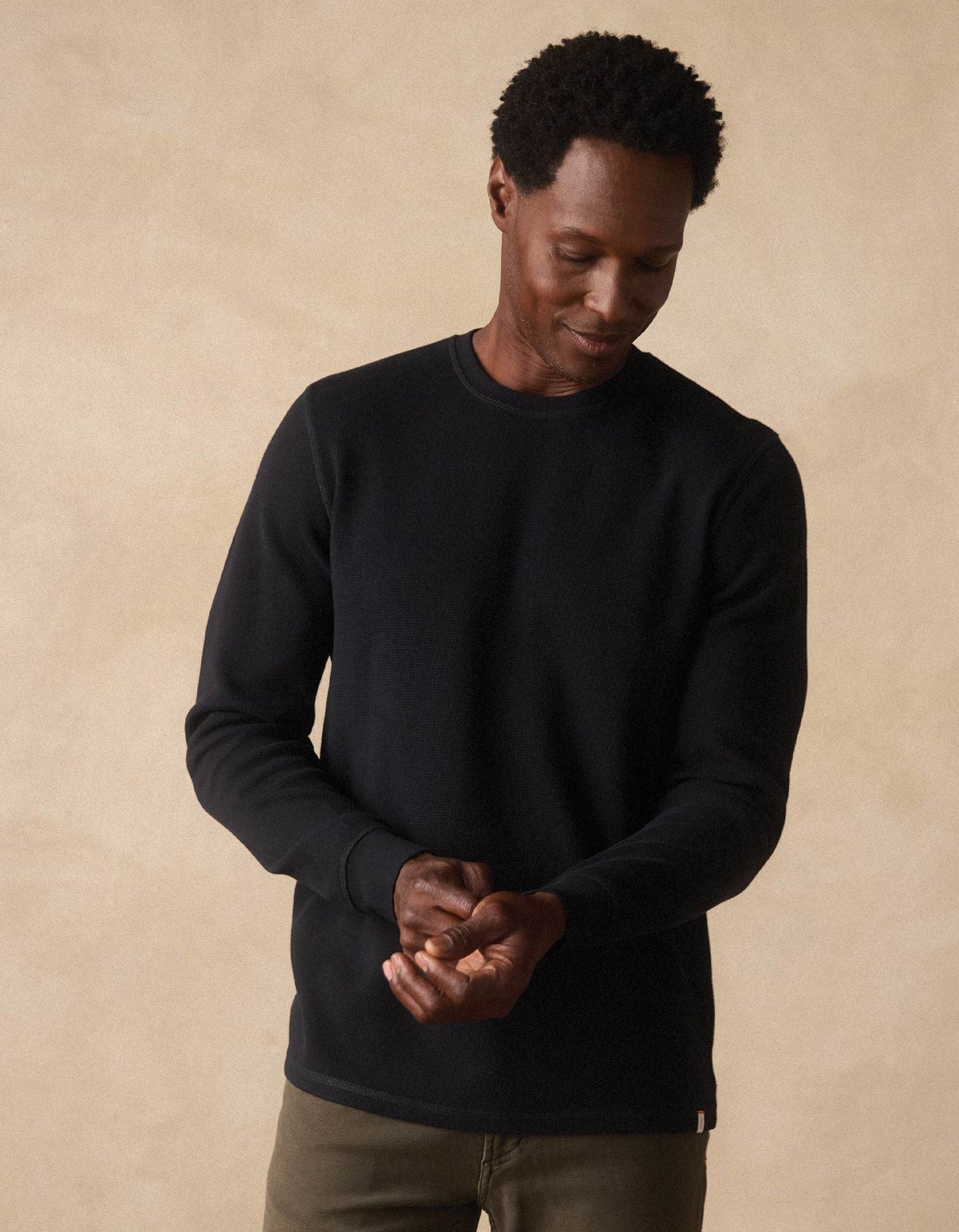 Vintage Thermal Crew in Black