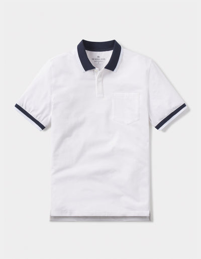 Active Puremeso Tipped Polo in White Laydown