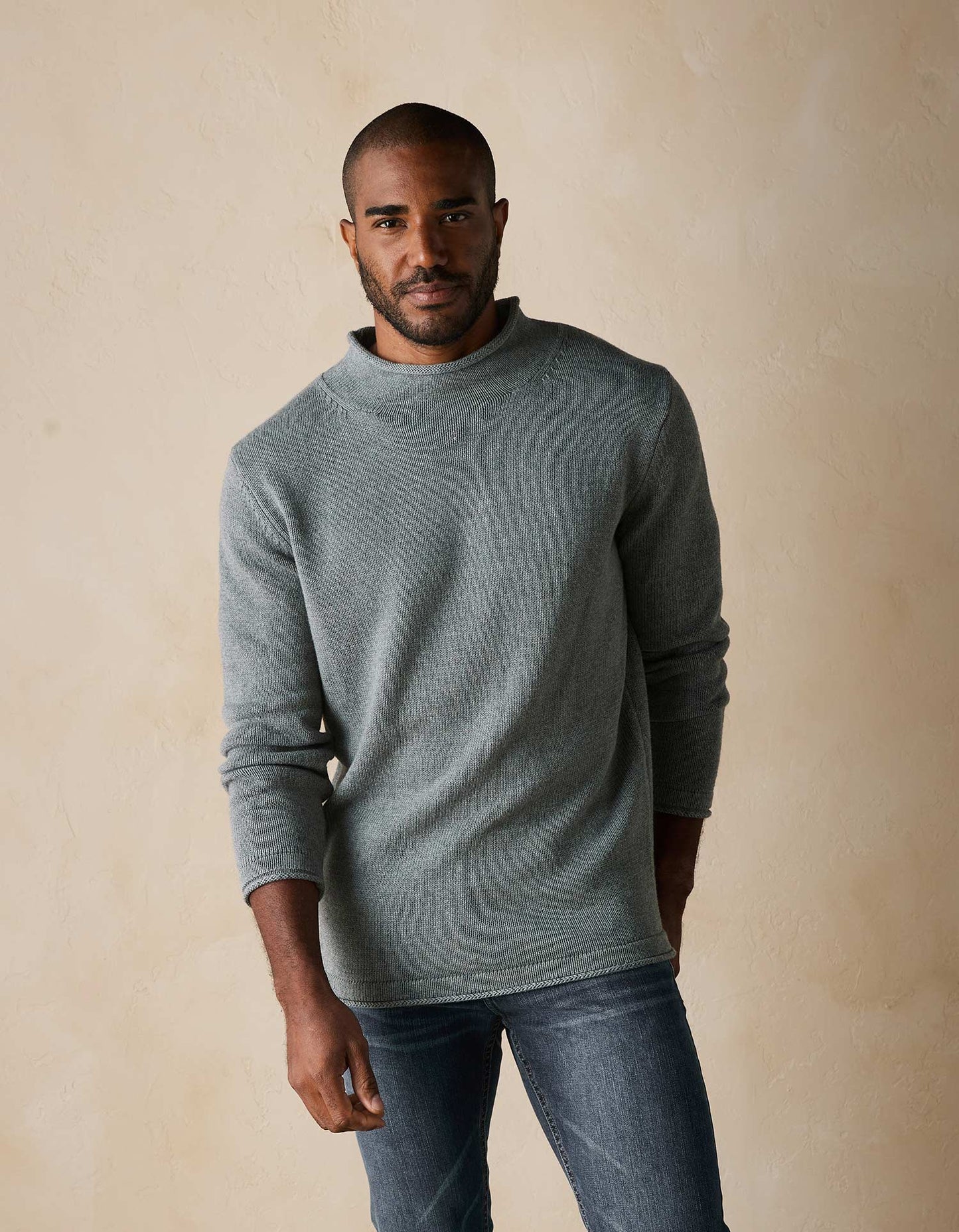 Roll Neck Sweater in Grey