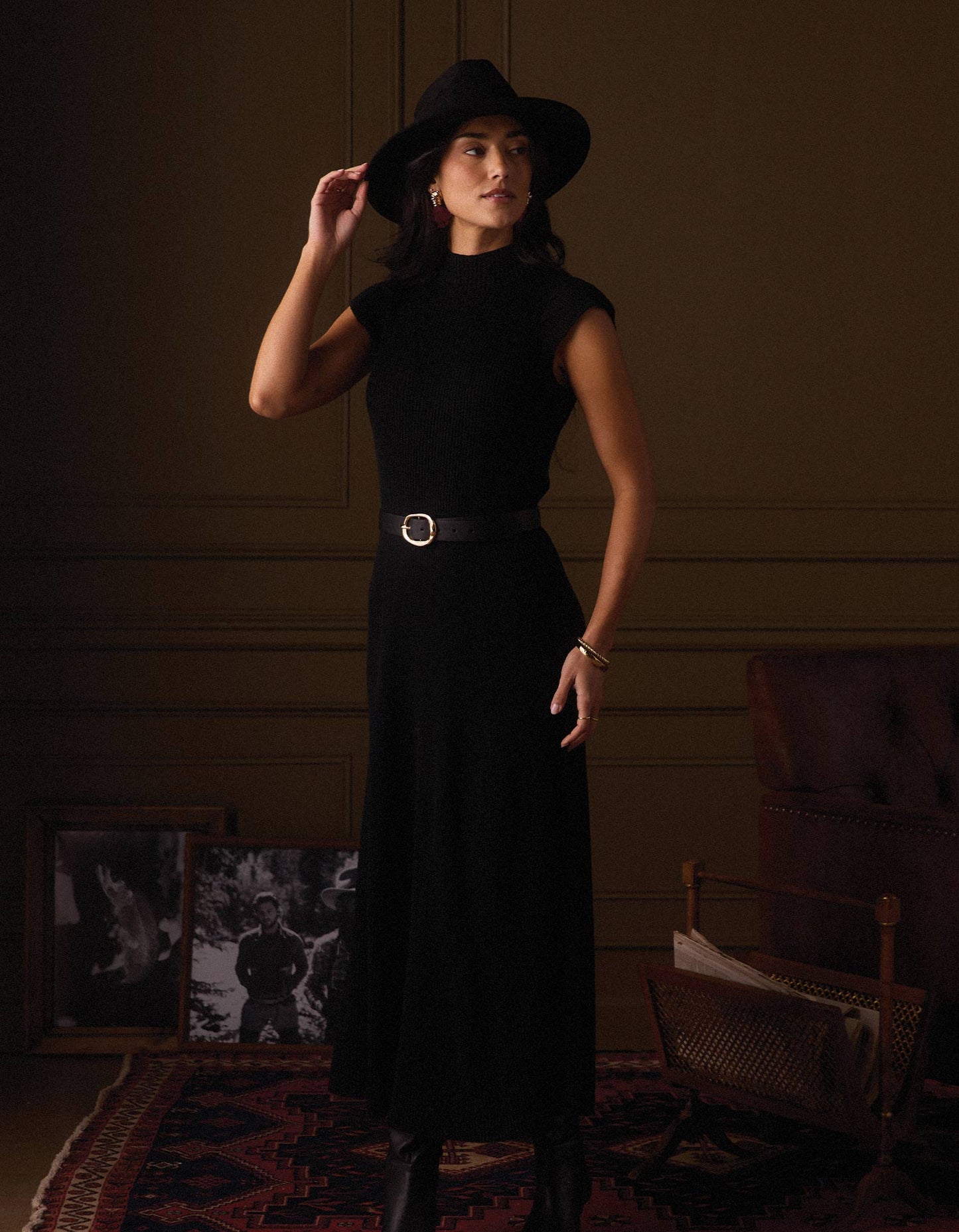June Midi Sweater Dress in Black