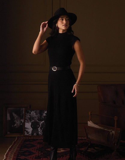 June Midi Sweater Dress in Black