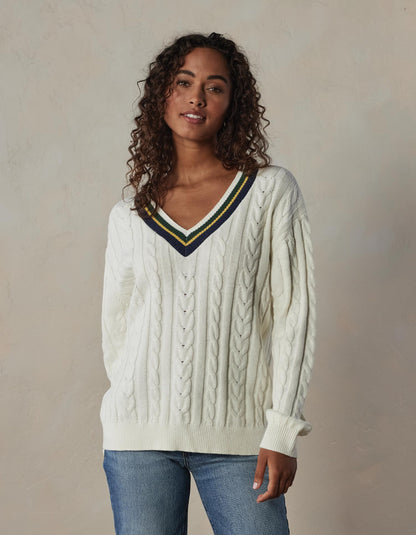 Victoria V-Neck Sweater in Cream