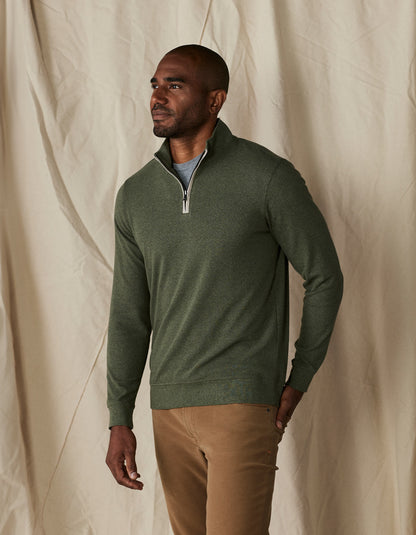 Puremeso Weekend Quarter Zip in Oakmoss