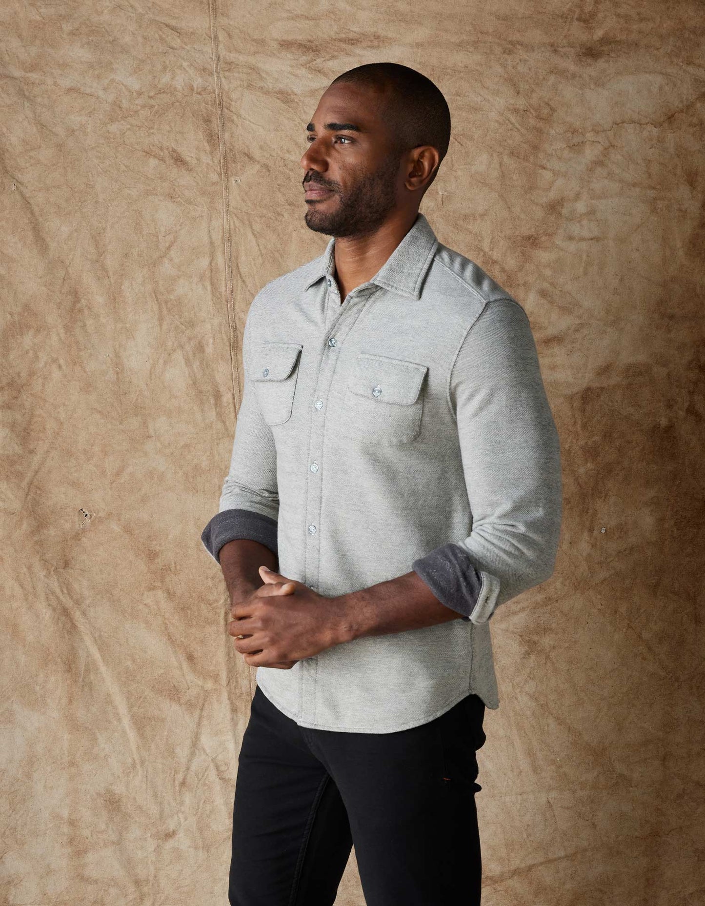 Textured Knit Shirt in Graphite