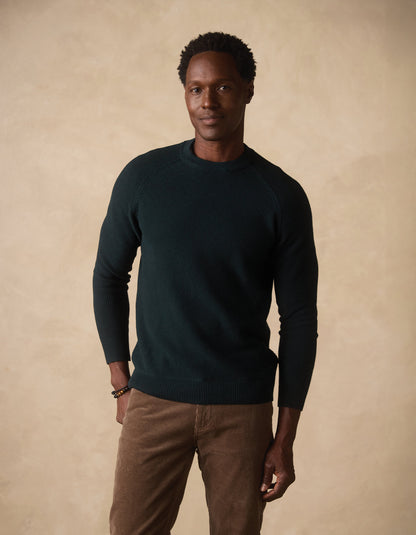 COOLMAX® Textured Crewneck Sweater in Varsity Green