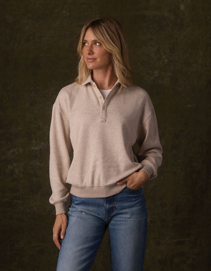 Women's Fleece Puremeso Polo Popover in Fawn